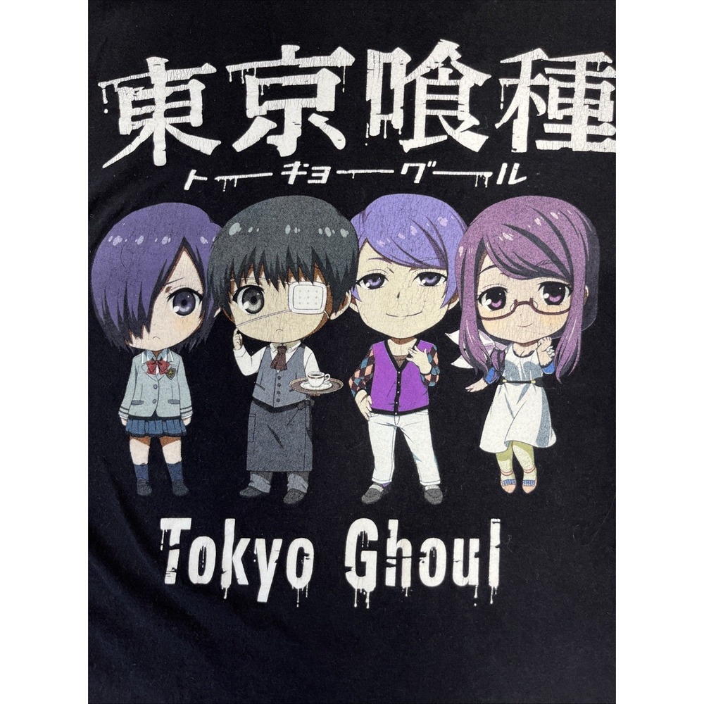 Tokyo Ghoul Funimation Anime Chibi Graphic Tee Black Cotton Shirt Womens Small